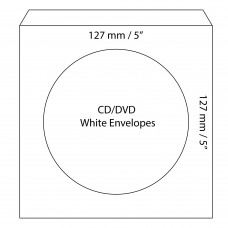 CD/DVD White Envelopes 127x127mm (5" x 5")  / 50 Pcs
